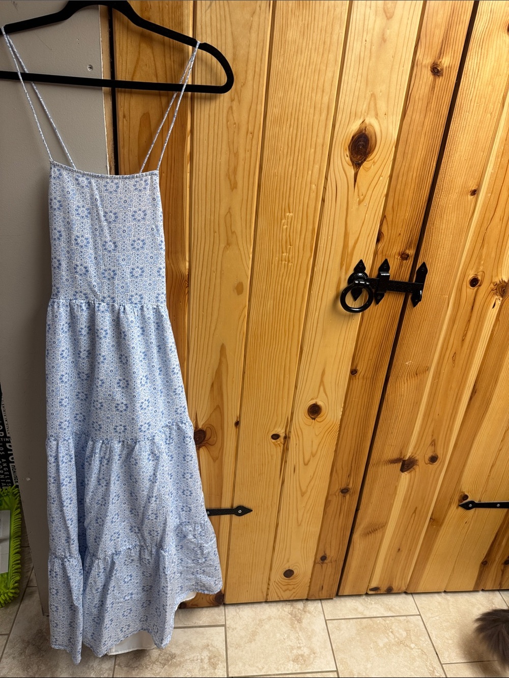 American Eagle Outfitters Light Blue Floral Tiered Maxi Dress